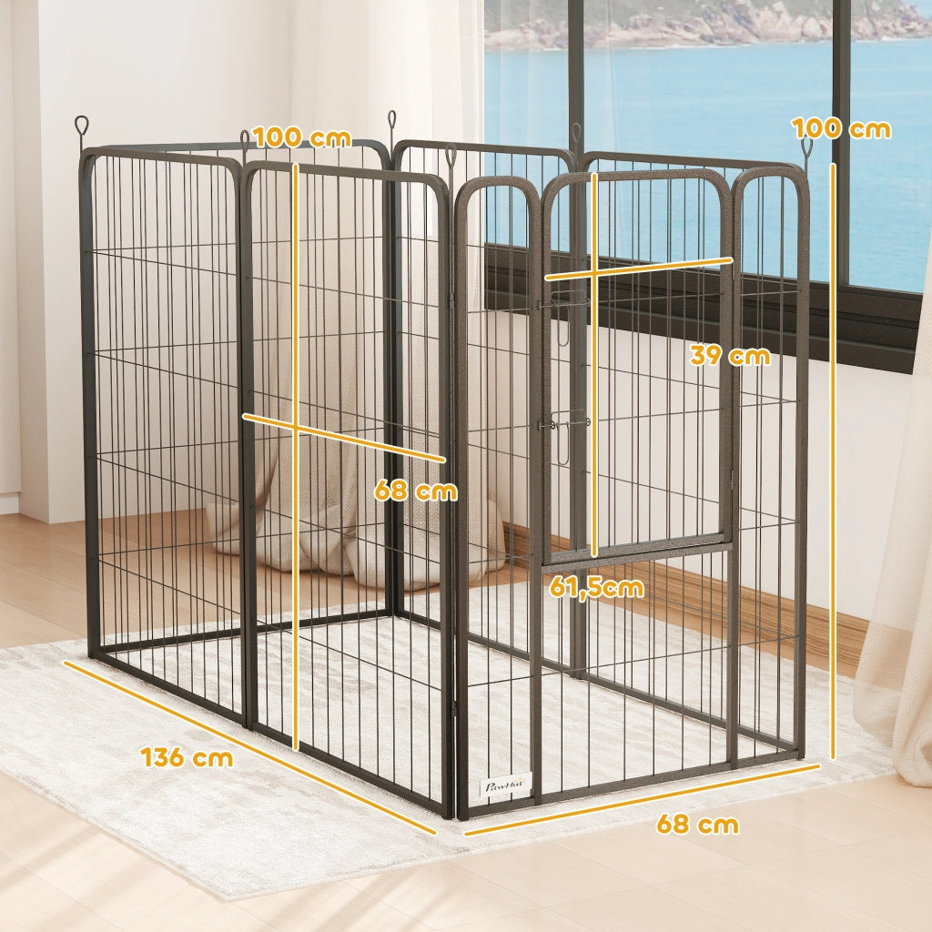 Recinto per Cani 6 Pannelli ¨C Xylo ¨C 100cm Altezza Robusto con Porta Sicura Interno Esterno