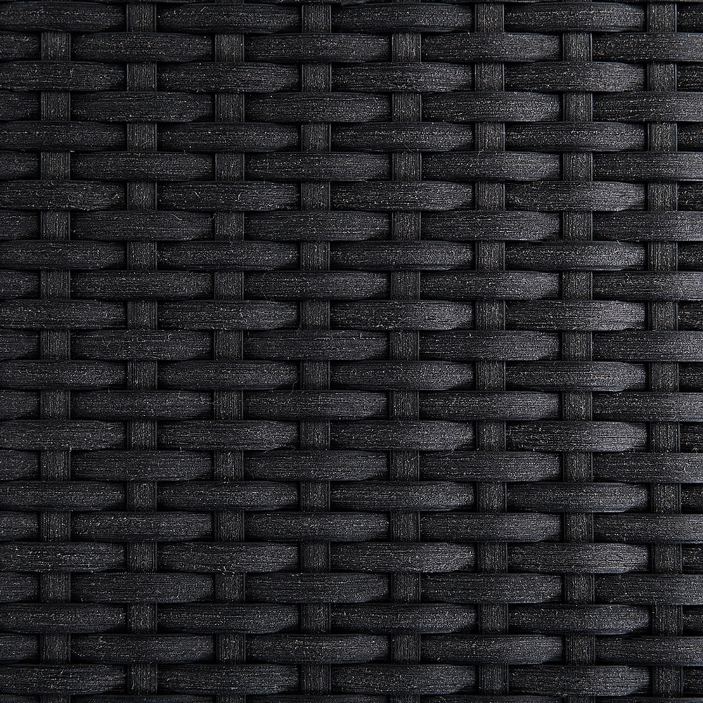 Set da pranzo da giardino Nero con piano in granito Nero sedie in rattan 6 posti 180 x 90 cm piastra tripla