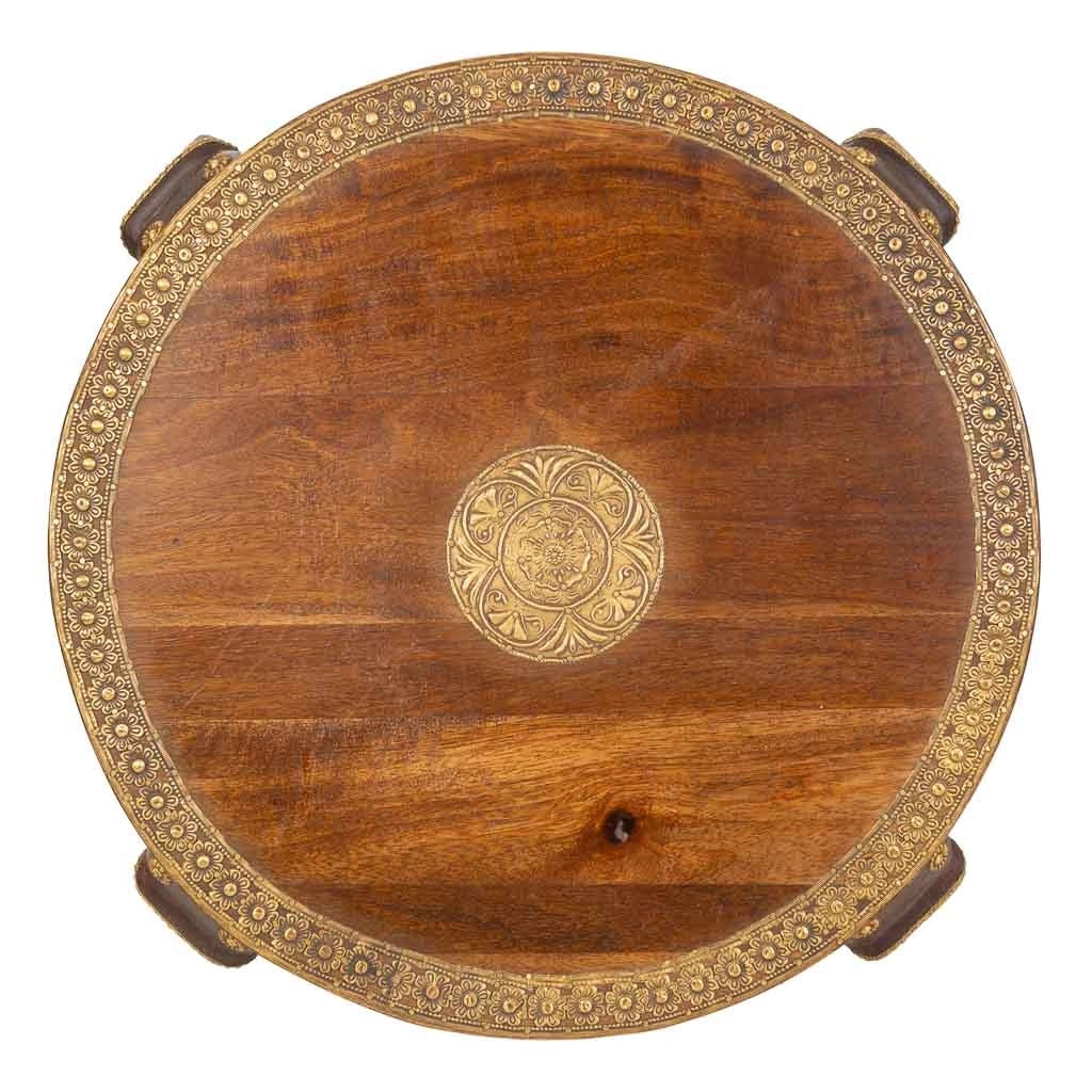 Tavolino in legno e metallo marrone 52x52x40h