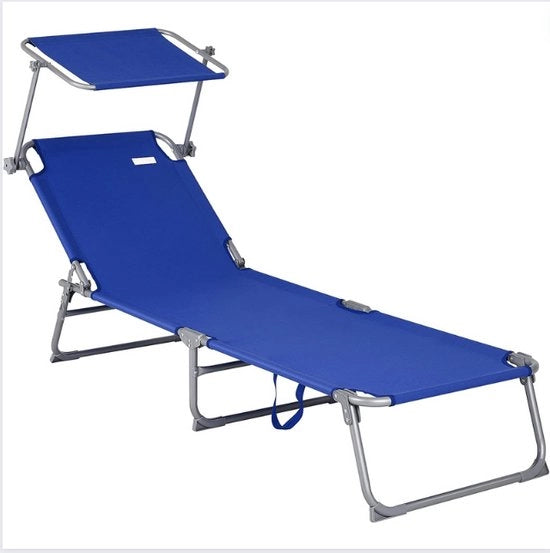 Letto da Campeggio Opacabile con Ombrellone - Letto da Spiaggia Flessibile e Trasportabile - Letti da Campeggio con Ombrello - Scelta tra Diverse Colori - Blu