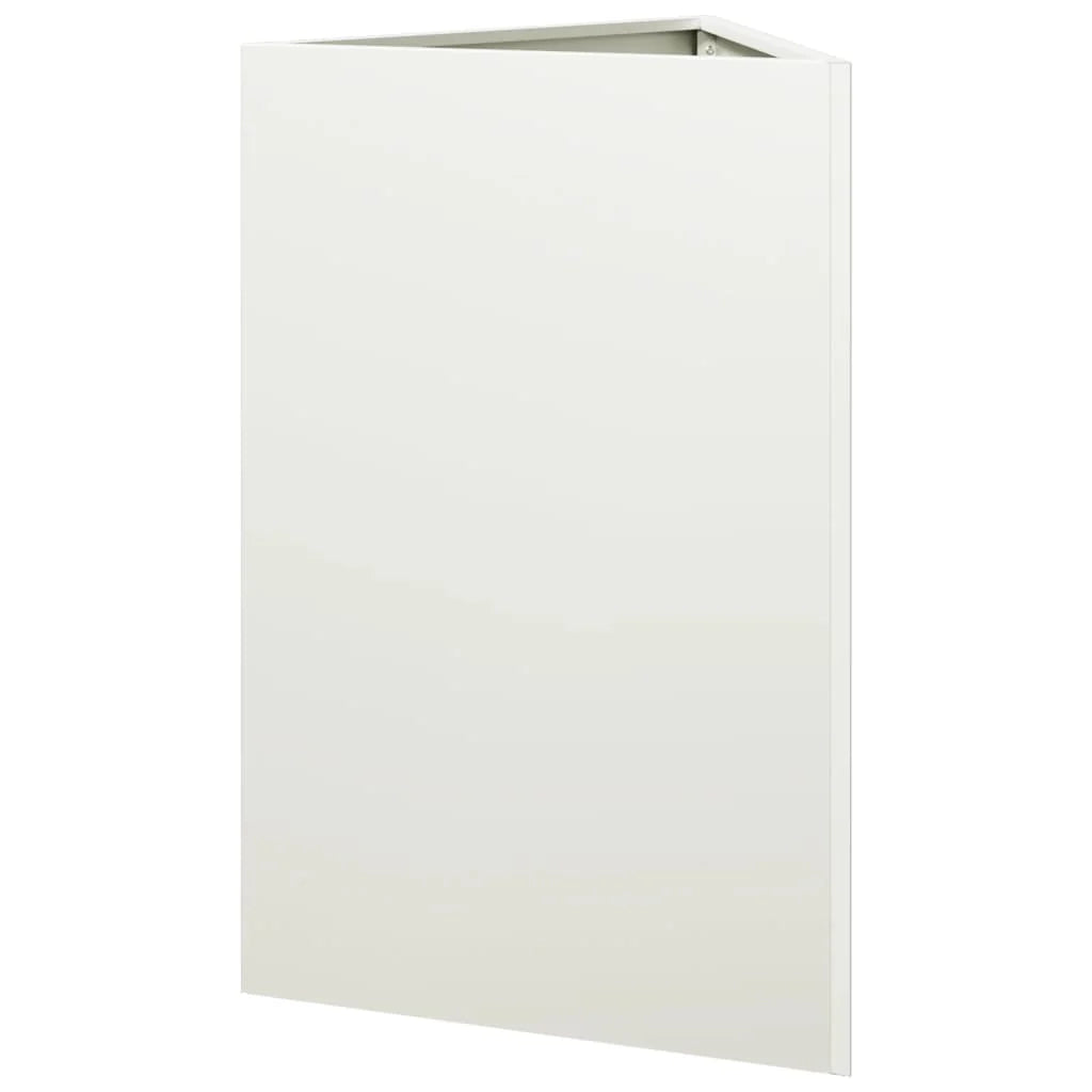 Fioriera rialzata per piante fiori giardino terrazze set da 2 triangolare 50 x 43 x 75 cm acciaio bianco 02_0039105