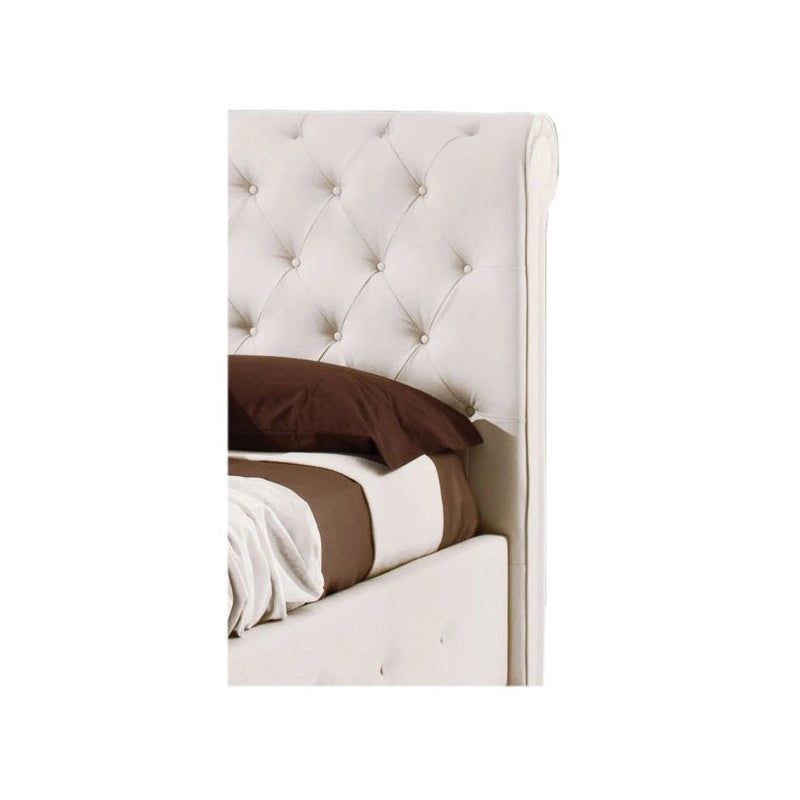 Letto matrimoniale c- contenitore in ecopelle Bianco 180x223xh.120 cm EFFEZ