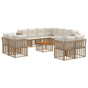 Set di divani da esterno 12 pcs Naturale e Bianco Crema 3437608