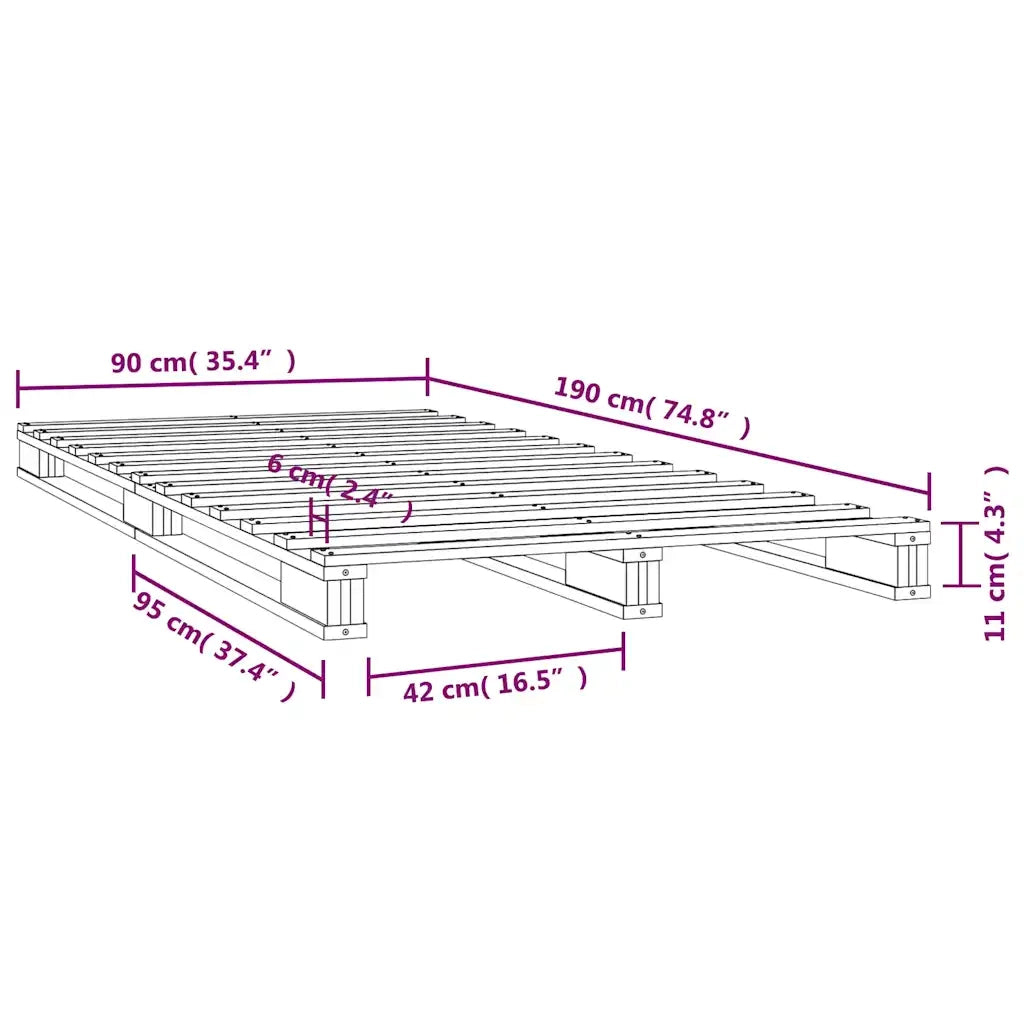 Giroletto Bianco 90x190 cm in Legno Massello di Pino 3FT Single