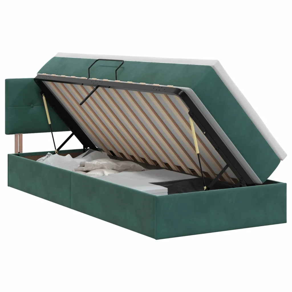 Letto con Contenitore Verde Scuro 100 x 200 cm Velluto 3458790