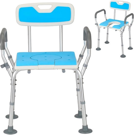 Douchekruk a tre in una imbottitura per doccia - In altezza regolabile - Con fori - B 43 x D 48 x H 40-53 cm