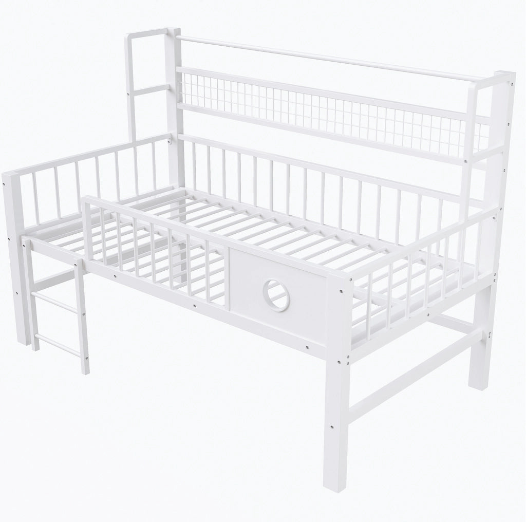 Letto a soppalco basso per bambini 90x200 cm bianco