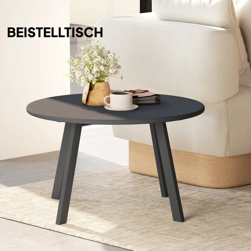 Tavolino da Caff¨¨ Rotondo da Giardino ¨C MINIMAL ¨C Metallo Nero ?70x42 cm