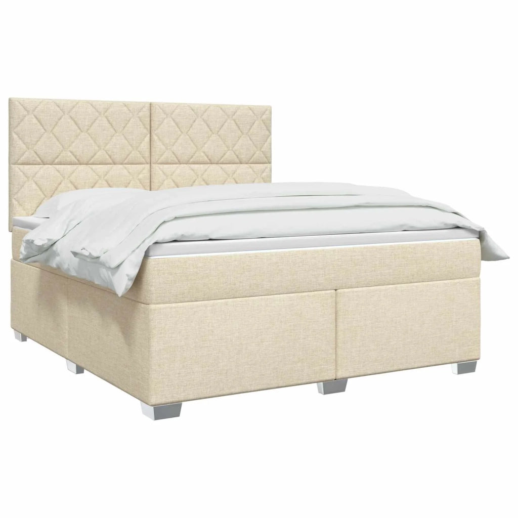 Letto box spring con materasso Crema 160 x 200 cm Tessuto 3453456