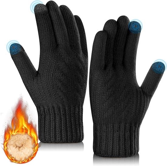 Guanti Invernali - regalo di Natale - guanti - Guanti Riscaldanti - Guanti con Touchscreen - Guanti Uomini - Guanti Donne - Guanti Invernali per donne e uomini - con touchscreen e imbottitura di fleece - nero