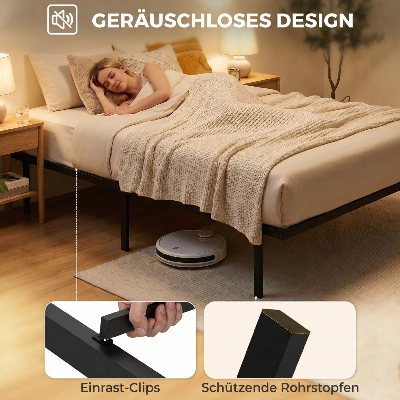 LETTO 90x200 cm in metallo nero con spazio contenitore sotto il letto