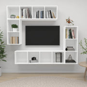Set di Mobili Porta TV 4 pz Bianco in Legno Multistrato 3079817