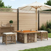 Set da Pranzo per Giardino 3 pcs Beige e Crema polyrattan