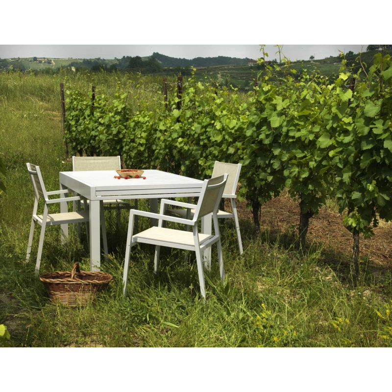 Tavolo alluminio Cleveland allungabile bianco cm 125/250x75h75