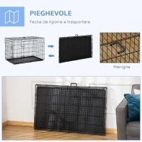 Gabbia per Animali Domestici Trasportino per Cani e Gatti Pieghevole in Acciaio Doppia Apertura, 121x77x82cm, Nero