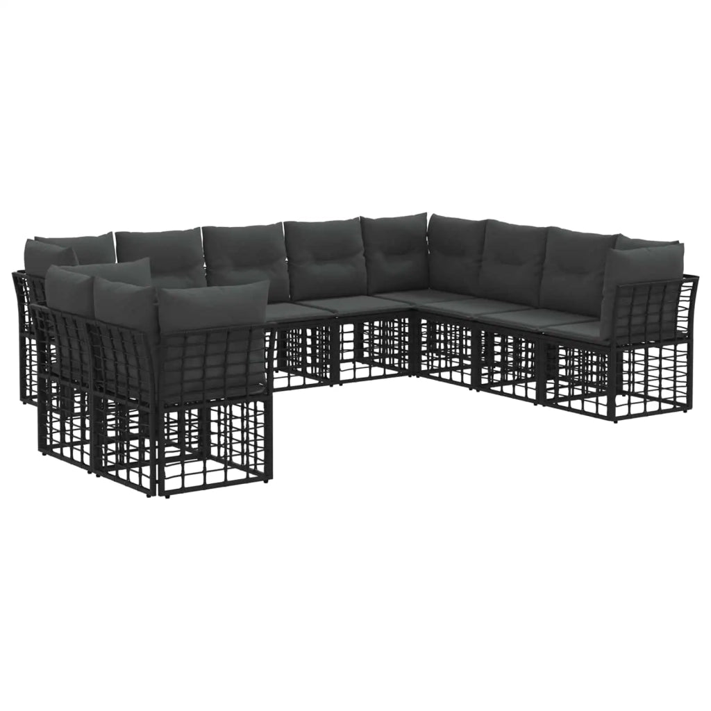 Set di divani da esterno Nero Poliestere