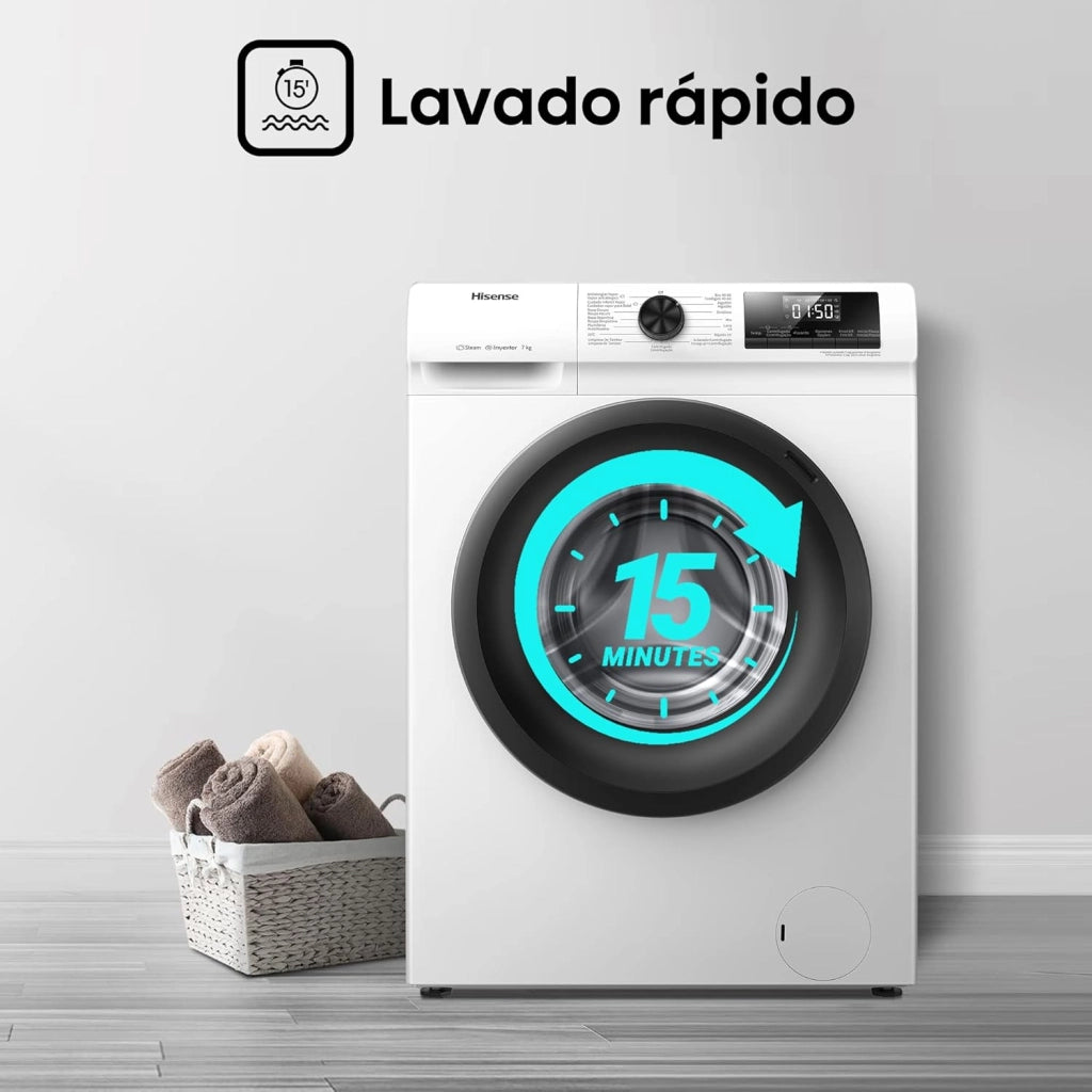 Hisense wfqp7012evm lavatrice slim 7kg. 1200 giri, motore inverter, profondità 45cm