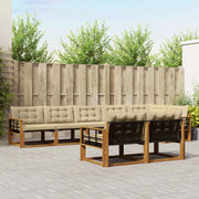 Set di divani da esterno con cuscino 8 pcs Naturale e Beige