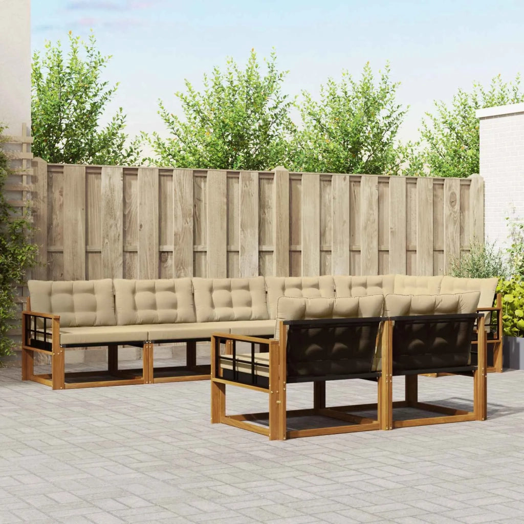 Set di divani da esterno con cuscino 8 pcs Naturale e Beige