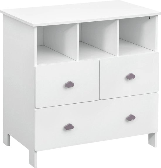 Cassa per Bambini - Cassetto con Ante - Cassetto per Bambino - 3 Ante - Camera da Bambino - MDF - Bianco, 80x48x82 cm