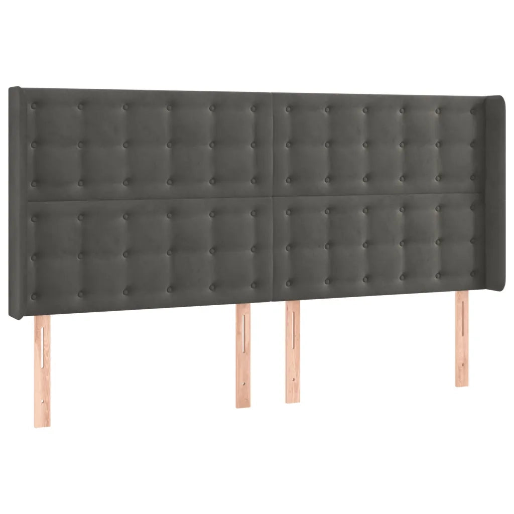 Testiera ad Orecchio-Testata con Orecchie GrigioScuro 183x16x118/128 cm in Velluto 225501