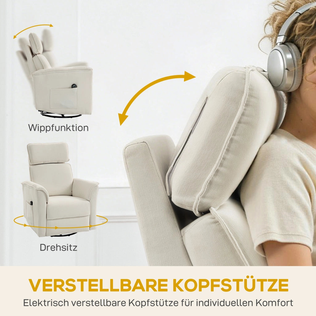 Poltrona Elettrica Reclinabile con Poggiapiedi ¨C zephmum ¨C Cremewei?