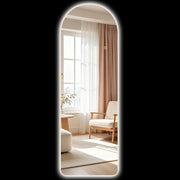 Specchio da Parete ad Arco con Illuminazione LED Regolabile e Controllo Touch, in Vetro Temperato, 40x3x120 cm