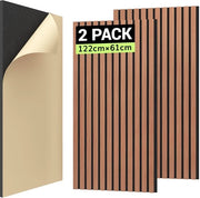 Pannelli acustici in legno autoadesivi 1.488m² - 2 pezzi da 122 x 61 x 2,1 cm, pannelli acustici isolanti Slat Wall, isolamento acustico Pannello assorbente acustico per ufficio, Arancione