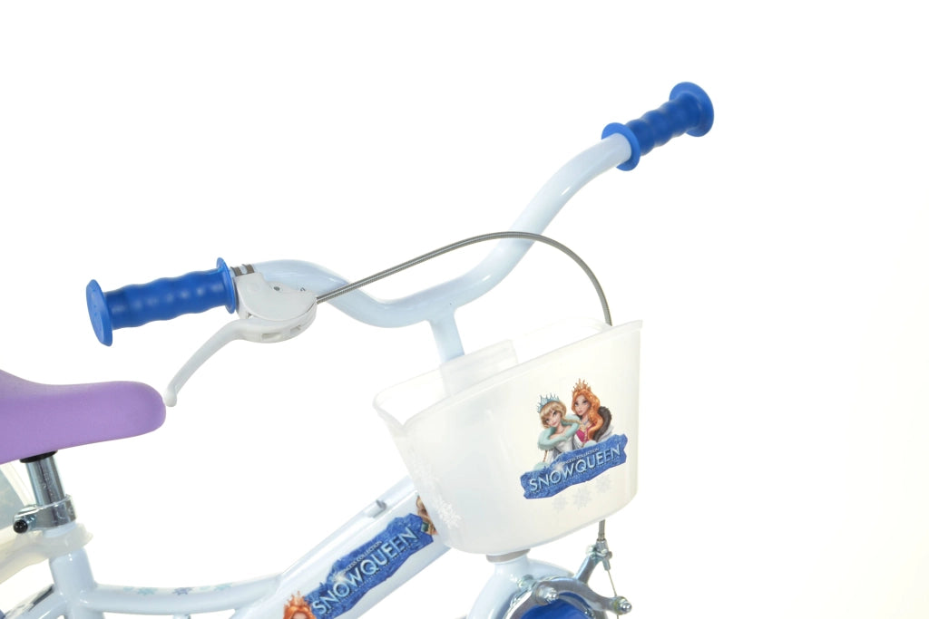 SCH SNOW QUEEN 12", bicicletta per bambini, adatta tra i 3 e i 5 anni, per altezza tra 85 e 105 cm, con cestino e portab