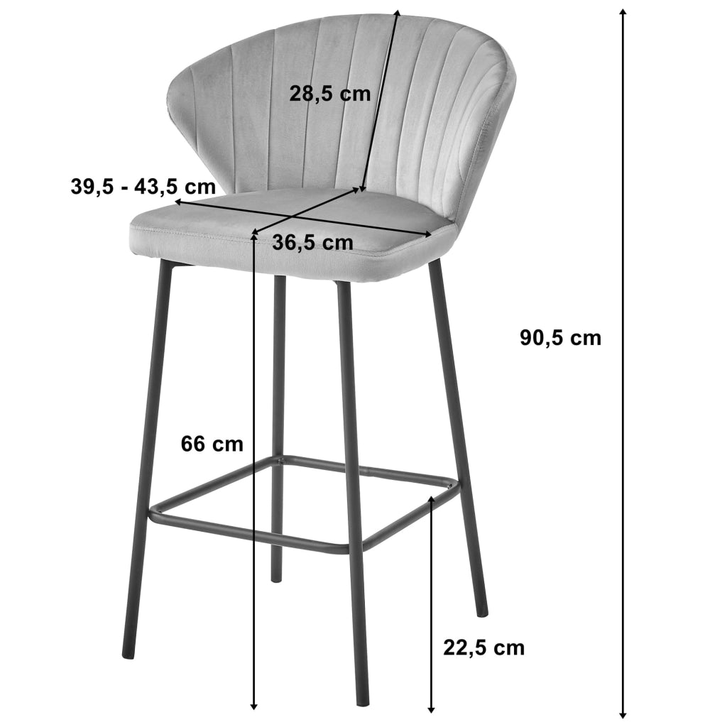 Sgabello Valora GATTA in velluto rosa scuro con gambe nere per cucina x2
