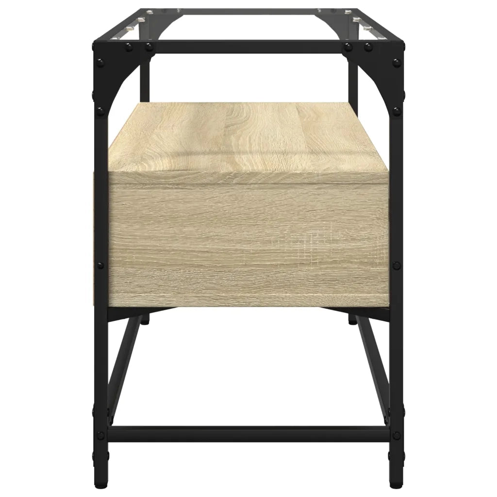 Mobile TV Piano-Credenza per TV-Console TV Vetro Rovere Sonoma 80x35x51 Legno Multistrato