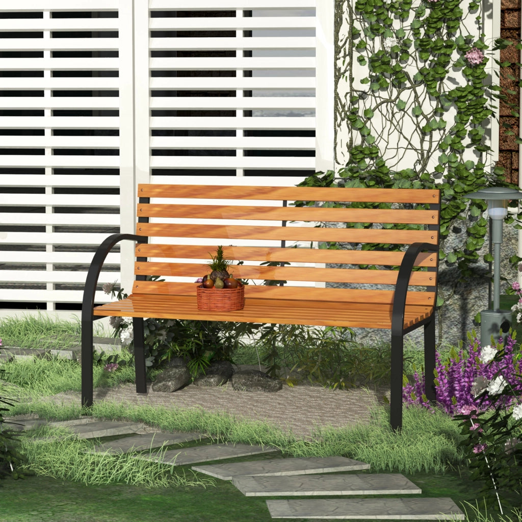 Panchina da Giardino in Legno 2 Posti ¨C zephmum ¨C Naturale e Nero 122x60x83 cm