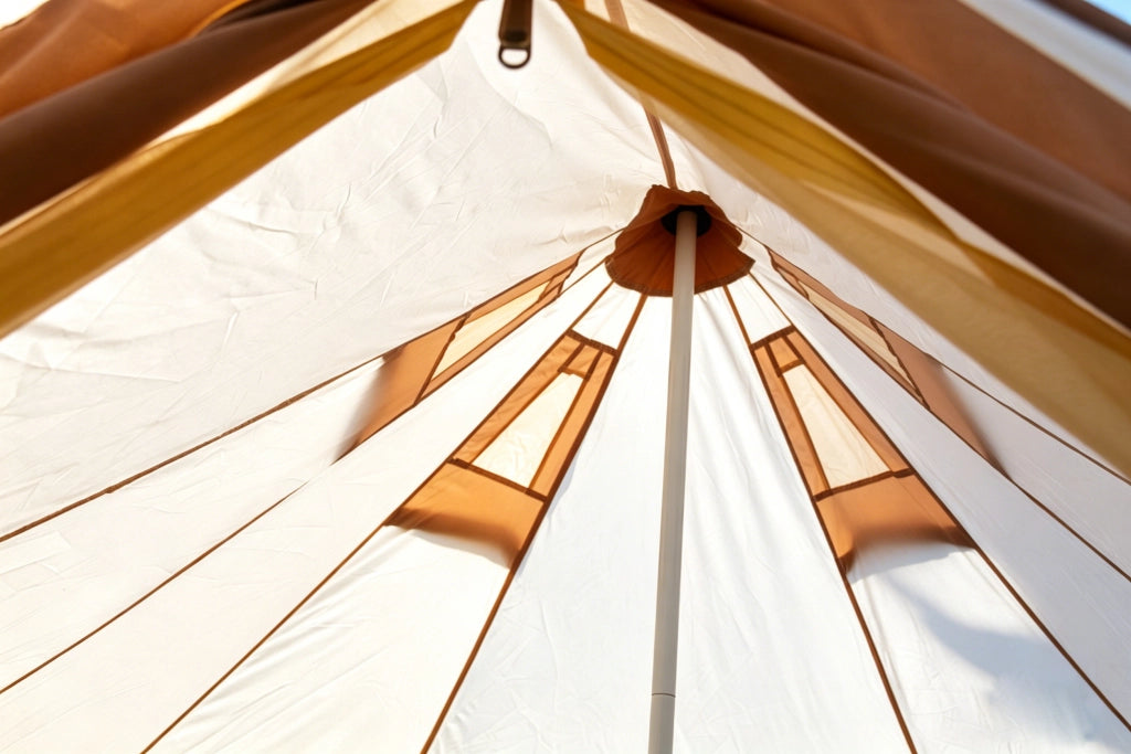 Tenda A Campana Per Campeggio Familiare Beige 300 X 300 X 200 Cm In Poliestere Per 3-4 Persone Con Bocchetta Per Stufa