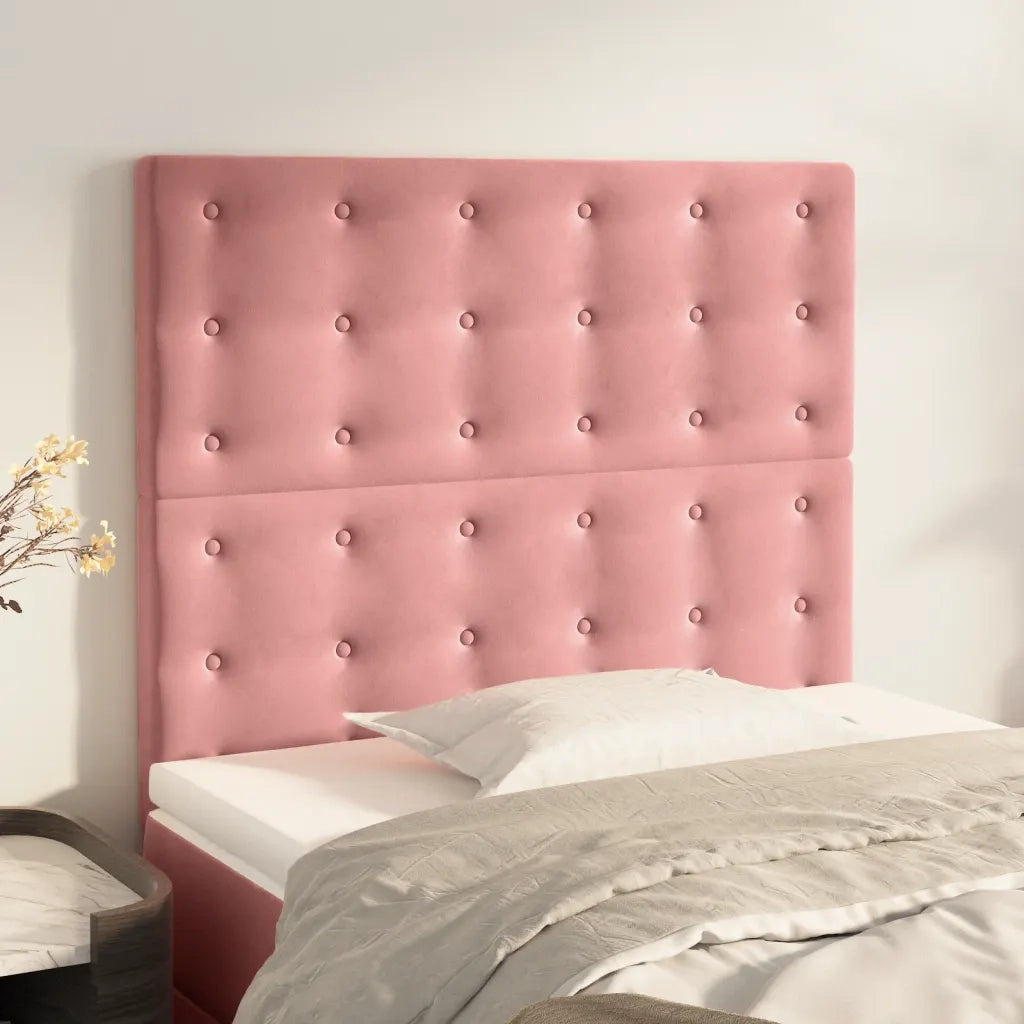 Testiera-Testata-Testiera Decorativa Rosa 80x5x118/128 cm Velluto 605941
