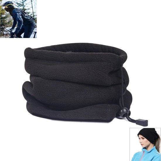 Cola di coda - cappello - sciarpa - guanciale per donne - adatto per condizioni di vento - impermeabile, per sci - manica elastica per collo - per donne e uomini - nero