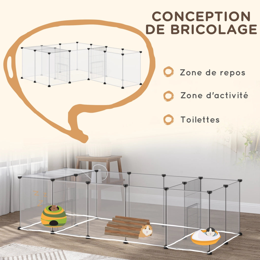 Recinto modulare per piccoli animali ¨C zephmum ¨C 20 pannelli bianco 175x70x45 cm