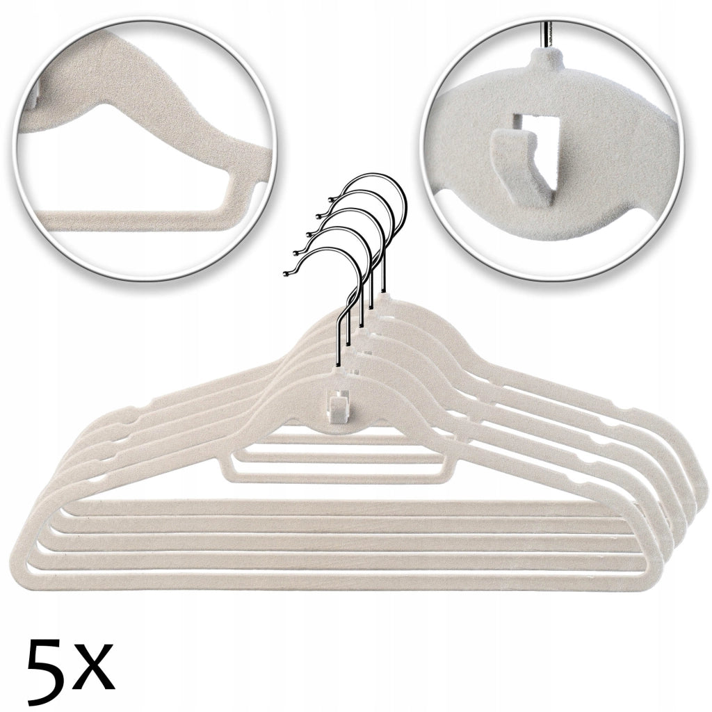 Grucce appendiabiti KADAX, giacche, appendiabiti per armadi, floccate, 5 pezzi