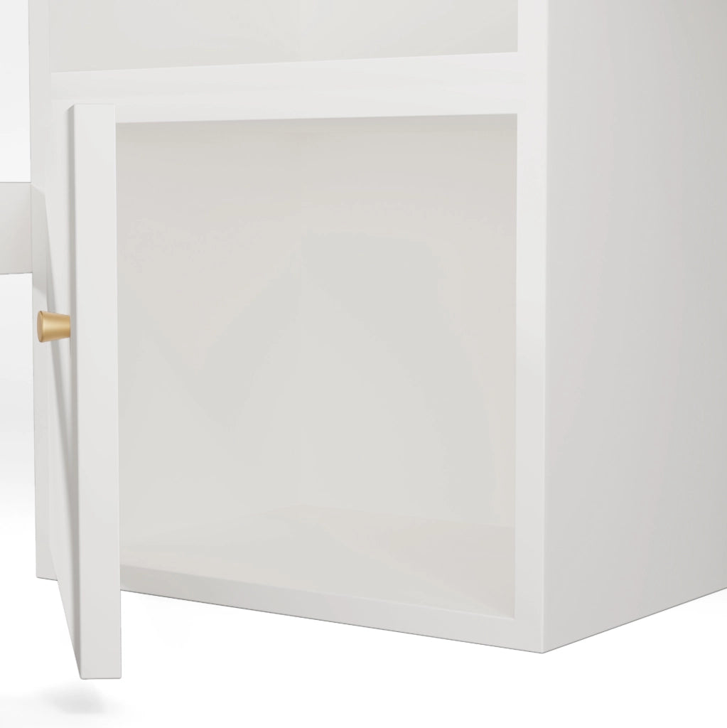Letto a soppalco 90x200 cm bianco con scrivania USB-C, armadio e scaffali