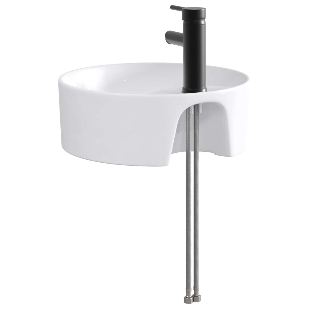 Lavabo con rubinetto e scarico Nero Opaco 40,5 x 40,5 x 15 cm 890233