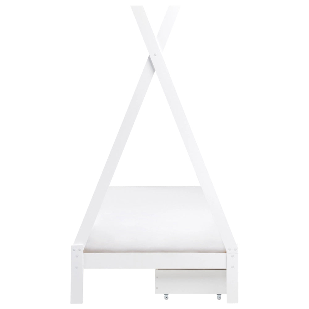 Letto a forma di tenda per bambini Struttura per letto singolo in pino bianco UE 90 x 200 cm con doghe e cassetti