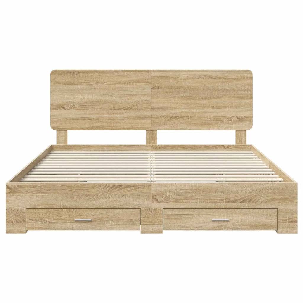 Struttura del letto con testiera Rovere Sonoma 200 x 200 cm 3412744