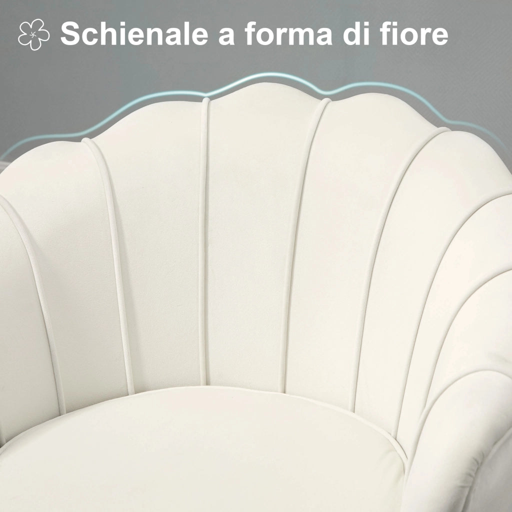Poltrona Imbottita in Velluto Crema ¨C Zephmum ¨C 79x77x77cm