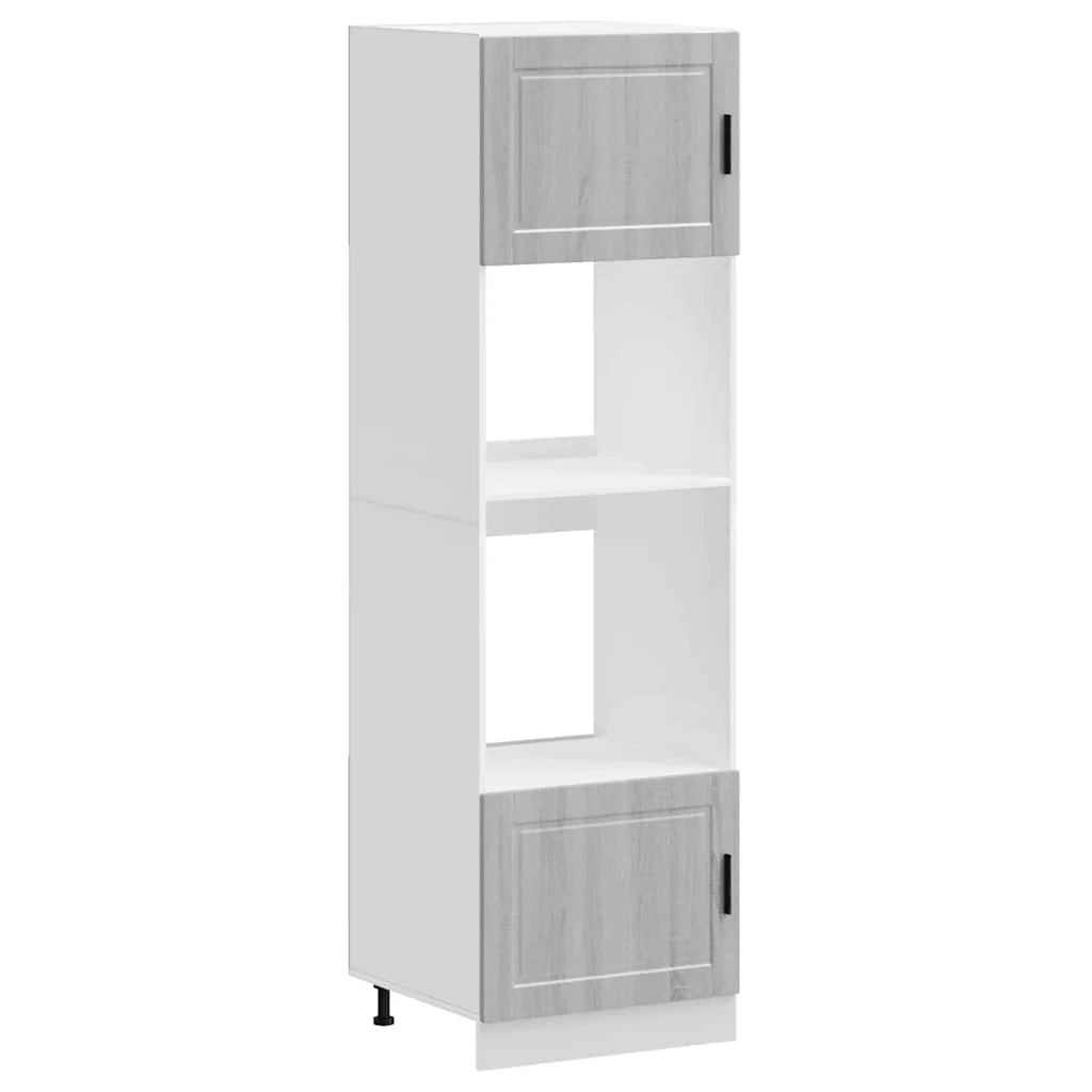 Set di 2 mobili da forno classici e salvaspazio 60 x 57 x 207 cm in legno ingegnerizzato Sonoma grigio 02_0055722