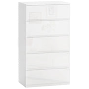 Cassettiera 5 Cassetti Antiribaltamento 55x33x100 cm Bianco Lucido