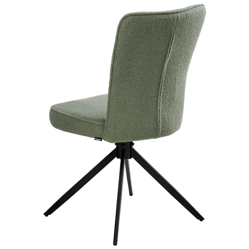 Set di 2 sedie da pranzo girevoli Rivestimento bouclé verde chiaro Base con gambe in metallo Sala da pranzo