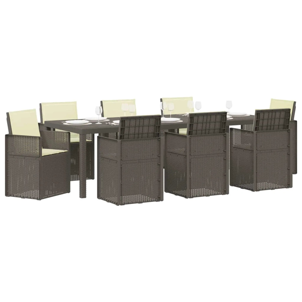 Set da Pranzo per Giardino 9 pcs Grigio chiaro e panna PP 3430099