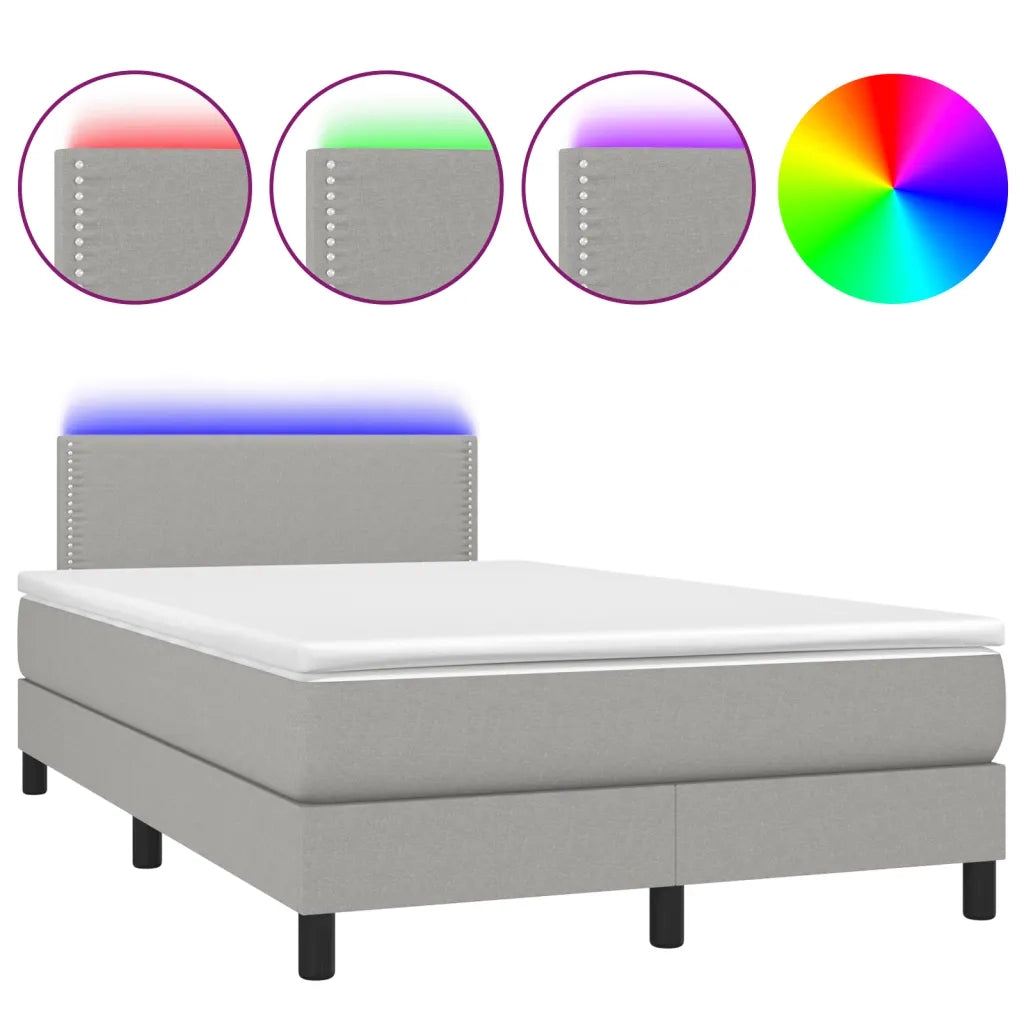 Letto a Molle Materasso e LED Grigio Chiaro 120x190 cm Tessuto 3270032