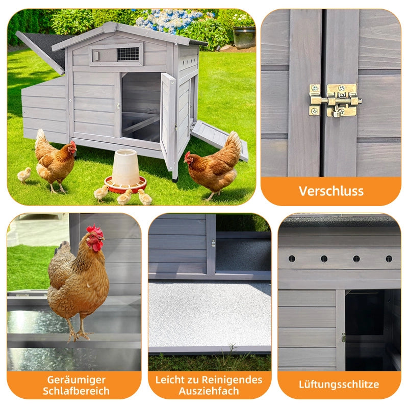 GABBIA PER GALLINE Rialzata 72x60x25,5 cm Legno Grigio Chiaro