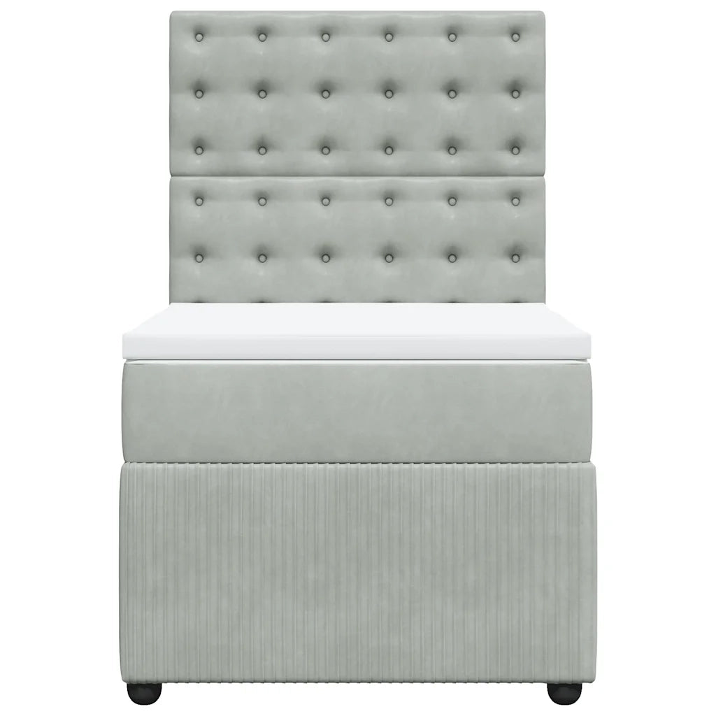 Giroletto a Molle con Materasso Grigio Chiaro 80x200 cm Velluto