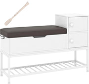 Scarpiera con Seduta, Porta Scarpe con Spazio Contenitivo, Panca da Ingresso con Cuscino, Coperchio a Ribalta e Ripiano Inferiore, Armadio Scarpe per Ingresso, Camera da Letto